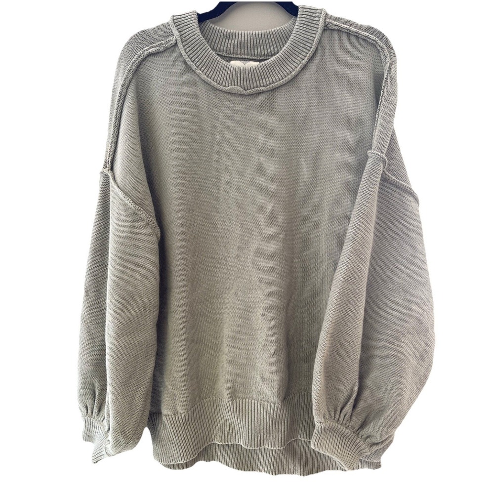 PERCH-‎ Plus Knit Sweater w/ Outer Stitching 2X Green